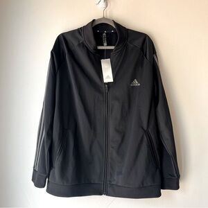 Adidas Women’s 2XL Black Primegreen 3-Stripes Track Jacket Zip Up NWT Athleisure
